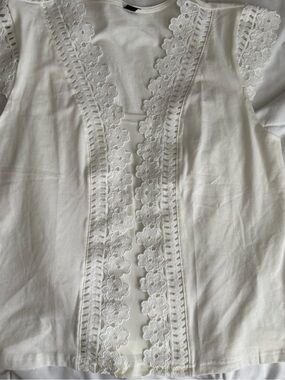 SHEIN White Floral Lace Trim Tank